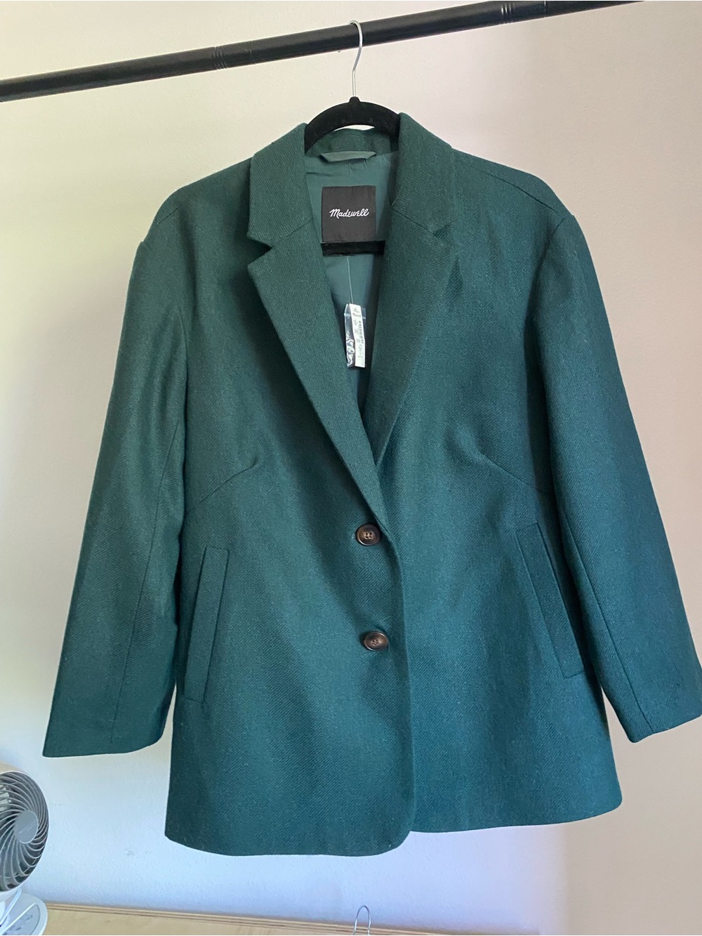 Madewell Forest Green Wool Blend Single-Breasted Oversized Blazer NWT